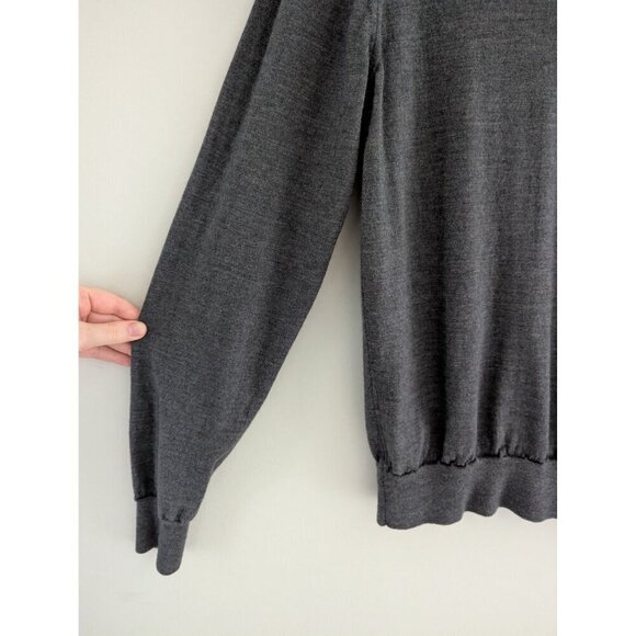 Saks Fifth Avenue Wool Silk V-Neck Minimalist Gray Pullover Sweater Size L - Picture 3 of 8